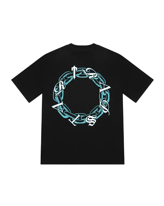 Trapstar Chain Script Black teal Tee back in