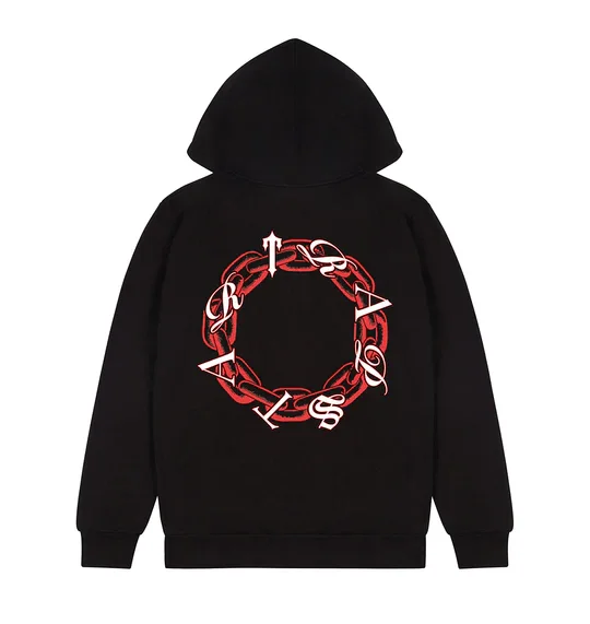 Trapstar Chain Script Logo Red Black Hoodie back in