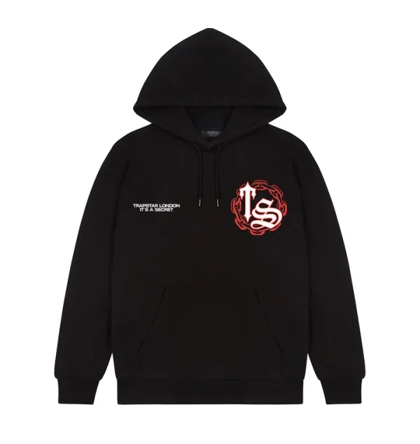 Trapstar Chain Script Logo Red Black Hoodie