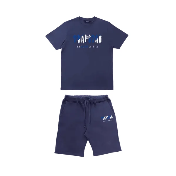 Trapstar Chenille Decoded Blue white Short Set