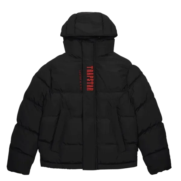 Trapstar Decoded 2022 Hooded Black red Puffer Jacket