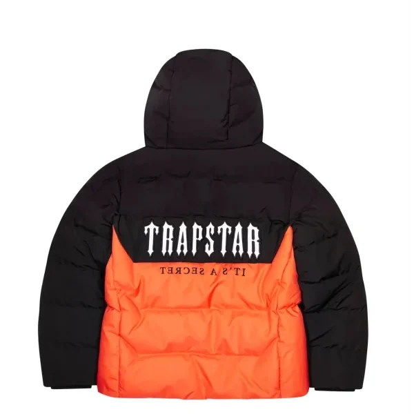 Trapstar Decoded Black orange Puffer Jacket Back in