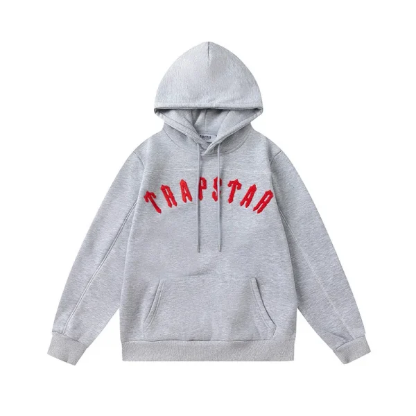 Trapstar Decoded Red Logo Gray Hoodie