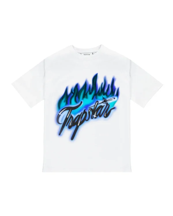 Trapstar Flame Print White purple Tee