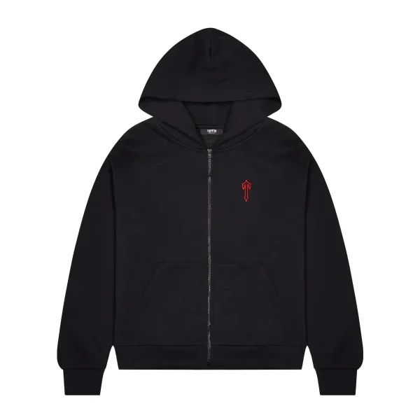 Trapstar Foundation Zip Through Black red Hoodie