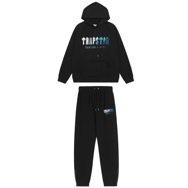 Trapstar It s A Secret White blue Logo Black Tracksuit