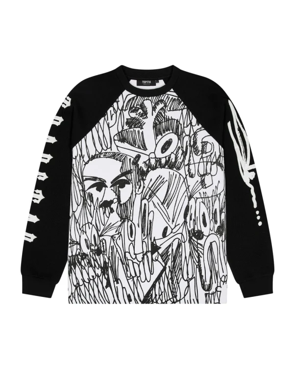 Trapstar Sweatshirt X Slawn Czarny Biały Waffle