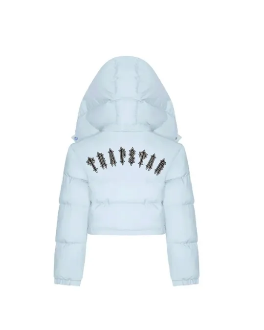 Trapstar Womens Irongate Hooded Ice Blue Puffer Jacket Back in