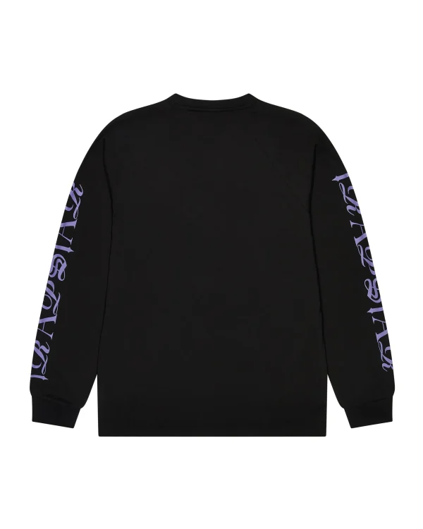 Trapstar X Cough Syrup Waffle LS Black Sweatshirt Back in