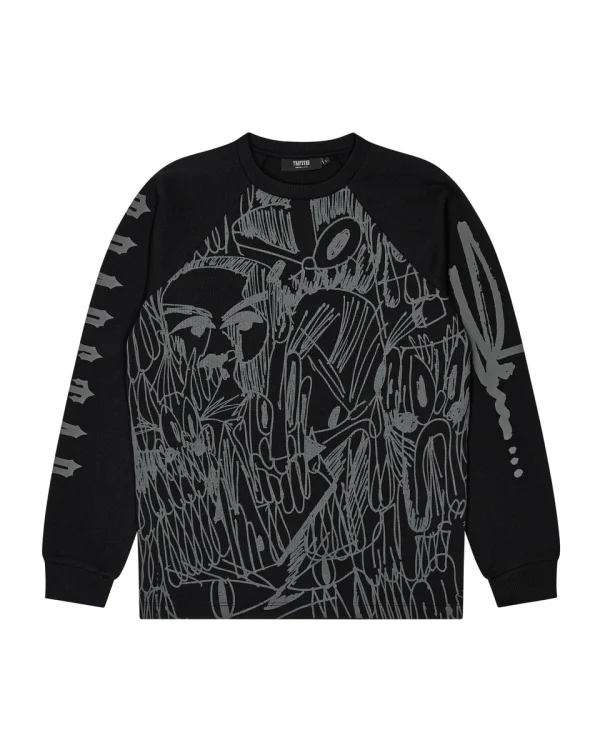 Trapstar X Slawn Czarny Waffle Sweatshirt